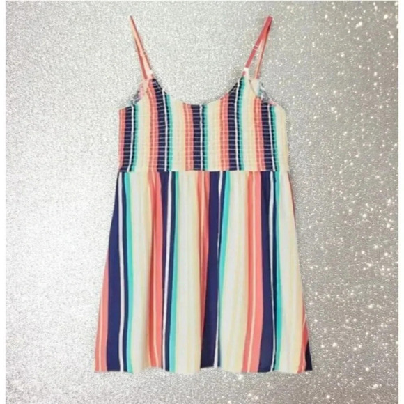 Torrid Challis Smocked Babydoll Tunic Cami Multi Stripe Top Size 5 - Picture 4 of 4